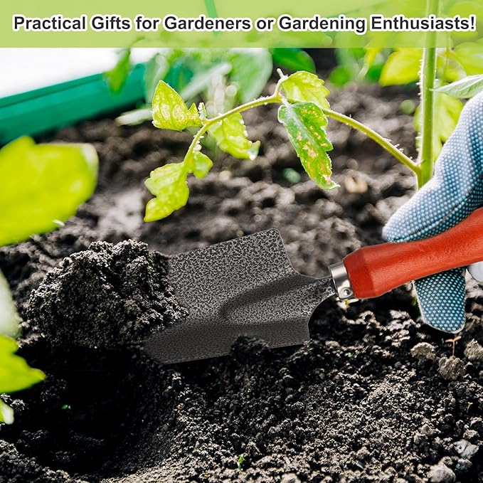 HARFINGTON 2pcs Garden Hand Shovel 12 x 3.3 Carbon Steel Planting Trowel with Wooden Handle Garden Tools for Gardening Weeding Transplanting