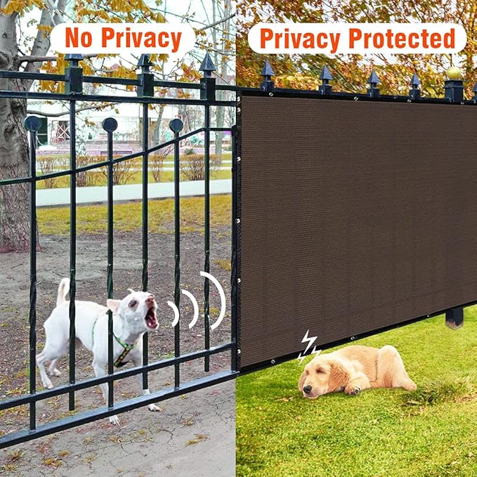 iCover 4x25ft Privacy Screen Fence, Outdoor Fencing Panels, Garden Windscreen Mesh Shade Sail Net Barrier, Include Reinforced Bindings and Brass Grommets Cable Zip Ties,Brown