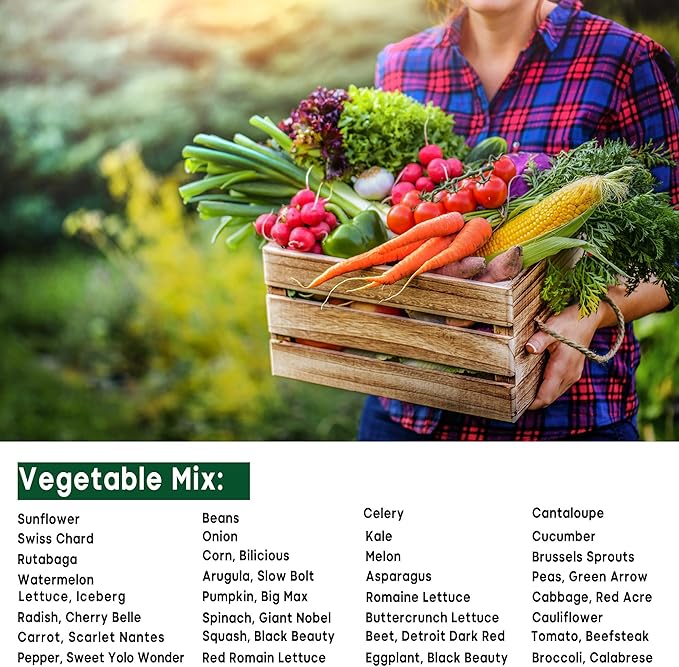 12,500+ Vegetable Fruit Seeds for a Bountiful Garden: 40 Heirloom Varieties, Non-GMO, Indoors, Outdoors, or Hydroponically, Mega Vegetable Seed Kit