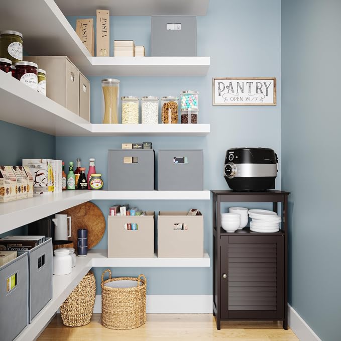 RiverRidge Folding Storage Bins - 2-pack of 10in Tall Gray Cubes