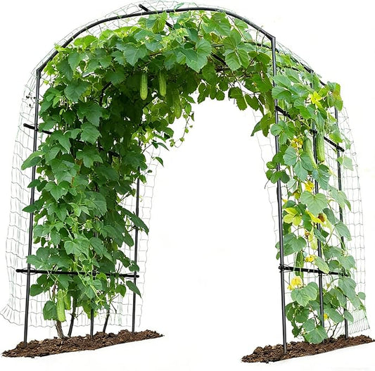 Tall Garden Arch Trellis for Climbing Plants, 87in Tall Metal Plant Support Trellis Archway for Climbing Plant Vegetables Cucumber, Outdoor Yard Lawn Garden Arch Tunnel Trellis