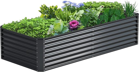 8x2x2FT Galvanized Raised Garden Bed,Galvanized Planter Boxes Outdoor, Large Metal Raised Garden Beds for Vegetables-Grey