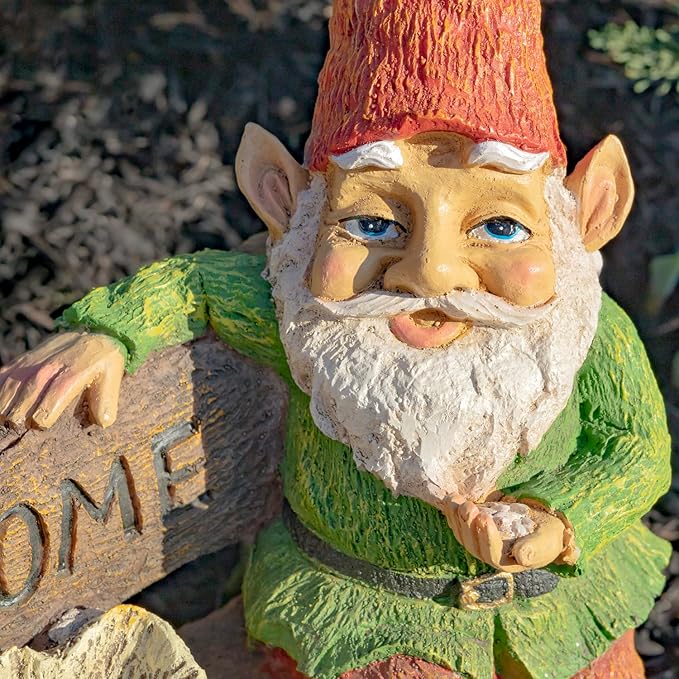 Zaer Ltd. Classic Spring Gnome Garden Statue in Assorted Styles (Gnome on Bench)