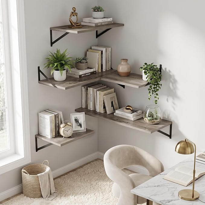 Dreamland Wall Mounted Floating Shelves Set of 2, 16x12, Grey
