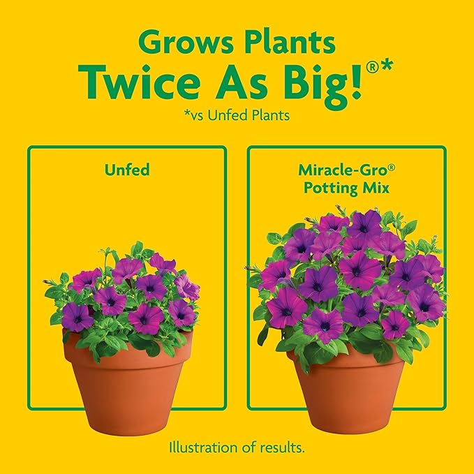 Miracle-Gro Potting Mix - For Container Plants, Flowers, Vegetables, Shrubs, Annuals, Perennials, Potting Soil Mix, Feeds up to 6 Months, 16 qt. (2-Pack)