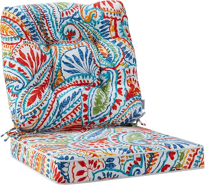 JMGBird Outdoor Chair Cushions Set - 19"x19" Deep Seat & Back Cushions, Water-Resistant Tufted Pillows for Patio Furniture