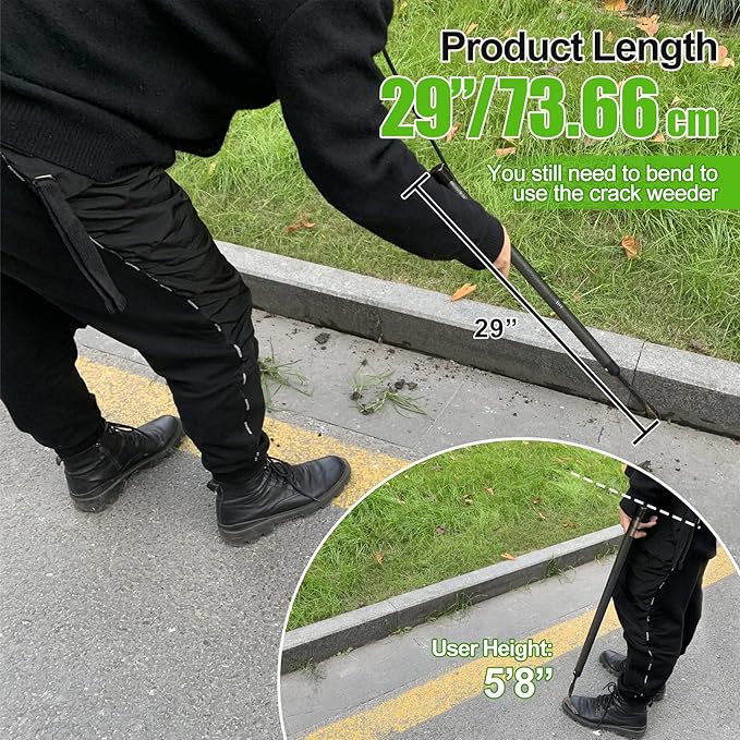 Lilyvane Crack Weeder, 29" Long Manual Crevice Weeding Tool Weed Puller for Sidewalk Paver Deck Boards, Crack Weeder Crevice Weeding Tool Metal Handle