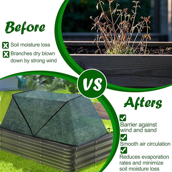 2 Pack Foldable Plant Shade Tent, No Install Raised Garden Bed Sun Shade Cover with Stakes UV Resistant Summer Plant Protector Garden Sun Shade Cloth Net Crop Cages for Outdoor Plants, 32"x13"x14"
