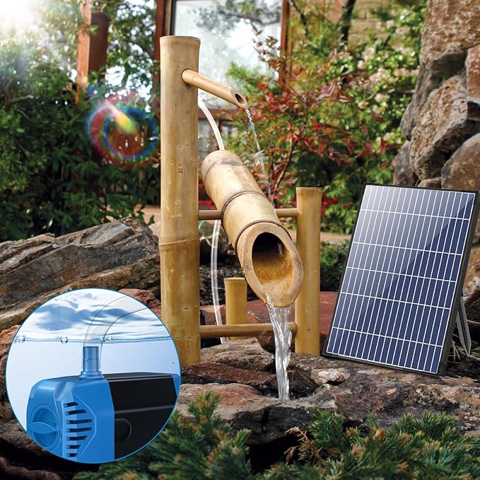 Antfraer Solar Fountain Pump 12W, Solar Water Pump 160GPH Flow Adjustable, Solar Pond Pump with 16.5Ft Cord & PVC Tubing for Pond Small Pond Garden Waterfall Backyard Hydroponics Water Features