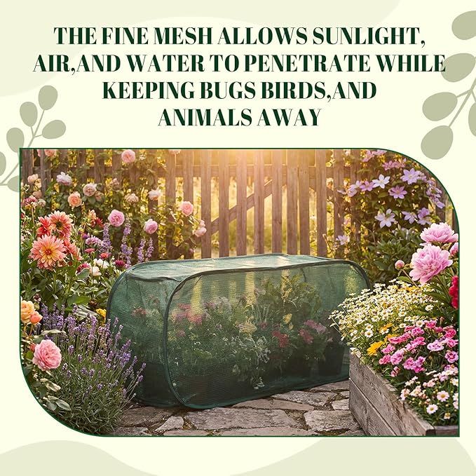 4 Pack 35 x 14 x 16 in Pop up Garden Plant Shade Tent 80% UV Resistant Plant Shade Net Foldable Crop Cage Cloth with Stakes for Outdoor Vegetable Fruit Protector Sun Protection Easy Setup