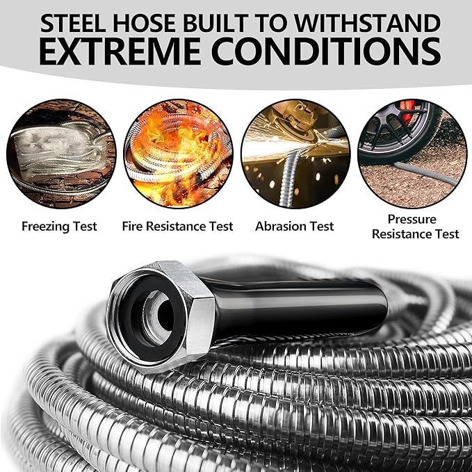 75 Foot Garden Hsoes - 2026 New 304 Stainless Steel Garden Hose with 3/4'' Fittings – Lightweight, Durable, and Kink-Free, Metal Water Hoses for Gardening