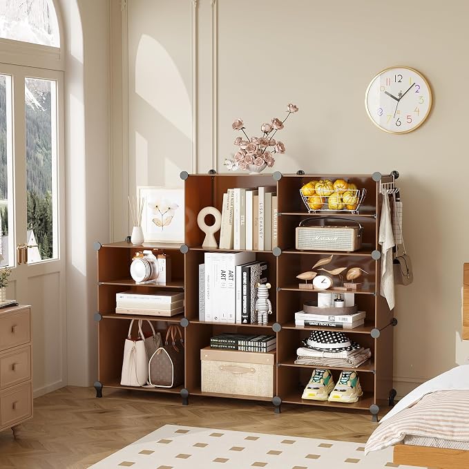 AWTATOS Closet Organizer 8 Cube Storage Shelves, Cocoa Brown