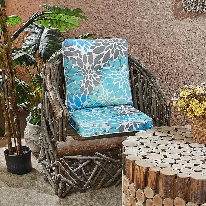 JMGBird Outdoor Chair Cushions Set - 19"x19" Deep Seat & Back Cushions, Water-Resistant Tufted Pillows for Patio Furniture