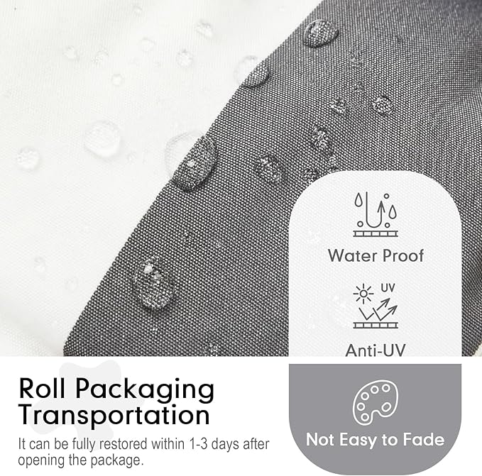 Hoteam 6 Pcs High Back Chair Cushions Set - 44'' x 21'' Indoor Outdoor Waterproof Soft Thicken Stripes Replaceable Cushion for Garden Summer Rocking Chair, Patio Furniture (Gray Stripes)