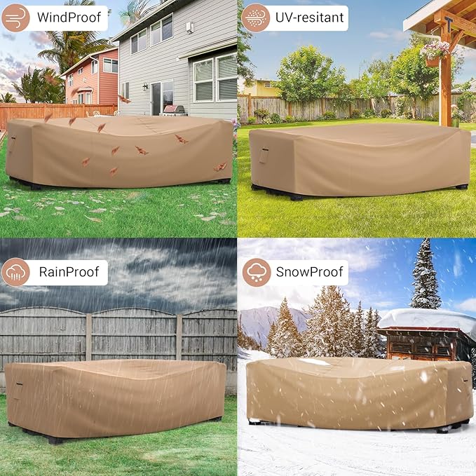 Mrrihand Heavy Duty Patio Furniture Covers, Outdoor Furniture Covers Waterproof Sectional Sofa Set , Patio Table and Chair Set Cover 78"L×62"W×30"H,Brown