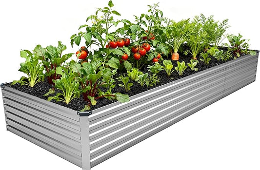 DIIYIV 12x4x1.5FT Galvanized Raised Garden Bed,Vegetable Boxes-Rectangle Metal Flower Box,Large Planter Raised Beds Outdoor Garden for Planting,Fruit,Herb-Silver