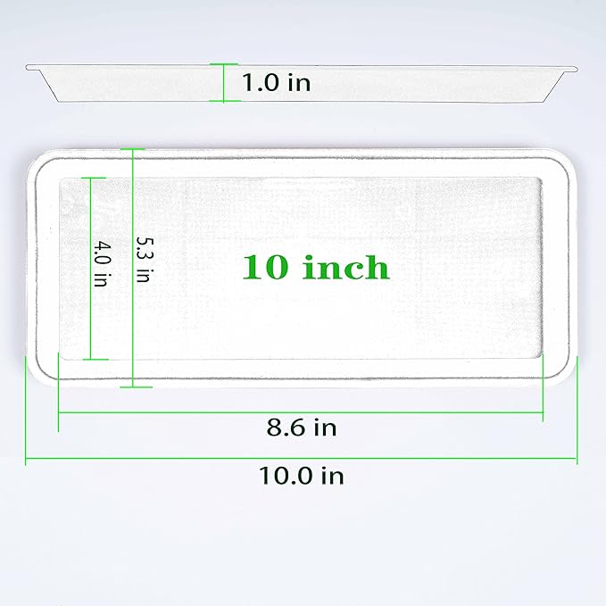 VUWEZ 2 Pack Plastic Plant Saucer, Rectangular, Indoors Outdoor, Water Drip Tray for Flower Pot, Windowsill (5.5 x 10 Inch, Clear)