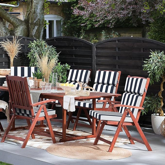 DYTXIII Outdoor High Back Chair Cushions Set of 2, 44"x22" Water Repellent Patio Seat Cushions with Elastic Sponge, All Weather Chair Pads for Rocking, Dining Chairs, Patio Furniture - Cabana Navy