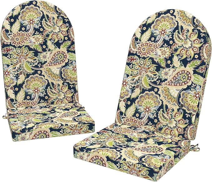 Outdoor Foam Adirondack Cushion, Water Repellent Foam Cushion for Adirondack Chairs Patio Furniture, 44 x 19 Inch, Paisley Sapphire Blue