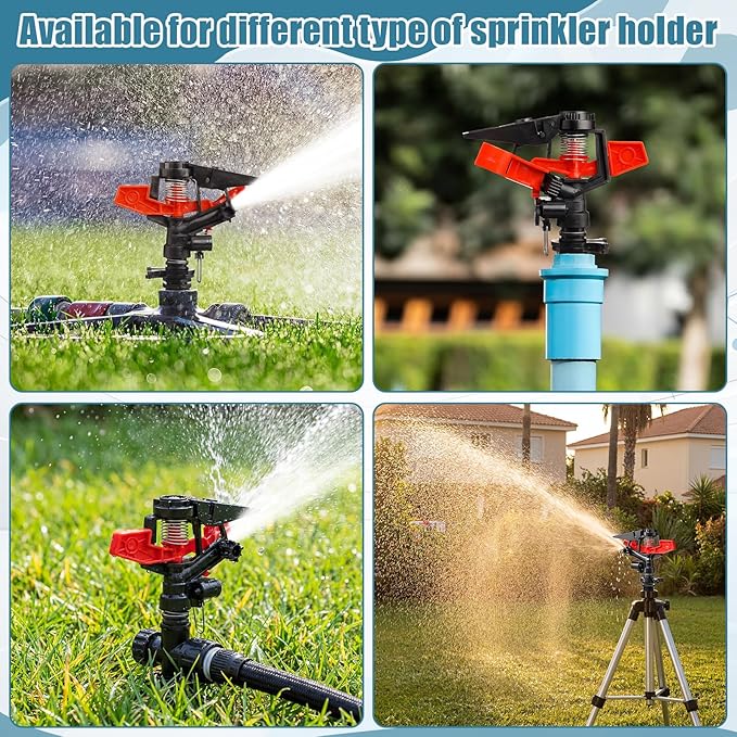 Honoson 1/2 Inch Plastic Impact Sprinklers Heads Adjustable 0-360 Degree Pulsating Oscillating Watering Sprinkler Head for Garden Law Grass Yard Irrigation Supplies(4 Pcs,Red)