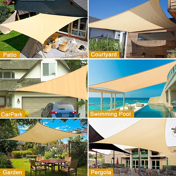 Duerer Sun Shade Sail Hardware Kit Winch Set 60pcs for Rectangle Triangle Sun Shade Sails Canopy Installation Stainless Steel Accessories for Outdoor Garden Patio(2 * Ratchet Winch + 4* 6.6ft Cables)