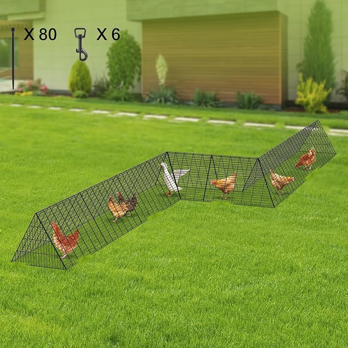 VEVOR Chicken Tunnels for Yard, Metal Poultry Playpen for Outside with Waterproof Cover, 118.1 x 28 x 24.2 inch (LxWxH), Easy to Setup, Also Widely Used for Ducks, Rabbits, Geese Coop