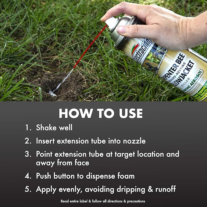 Spectracide Carpenter Bee And Ground-Nesting Yellowjacket Killer Foaming Aerosol 16 Ounces, Expands To Where Insects Live