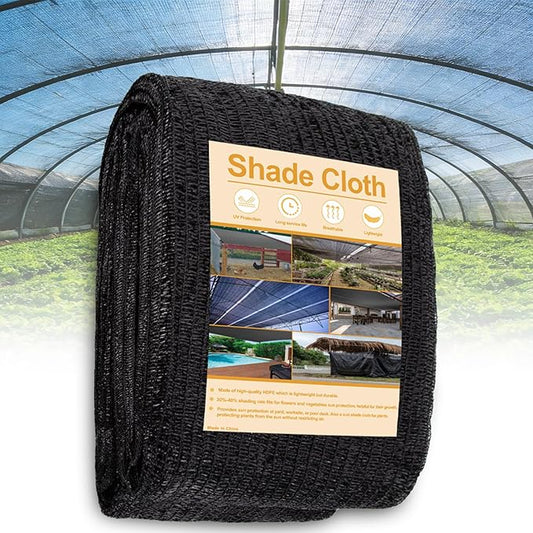 SPORTYOUTH 40% Shade Cloth for Garden, 6ft x 20 ft Mesh Tarp with Grommets, Black UV Resistant Outdoor Sunblock Shade Netting Cover for Greenhouse, Plants Vegetables Growing, Patio, Chicken Coop