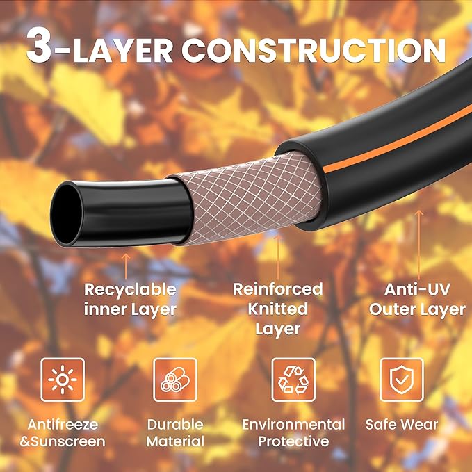 Giraffe Tools Garden Hose 5/8", Water Hose Heavy Duty, Flexible, Lightweight Hybrid Hose with Swivel Handle, 75ft Male to Female Fittings, Burst 600 PSI