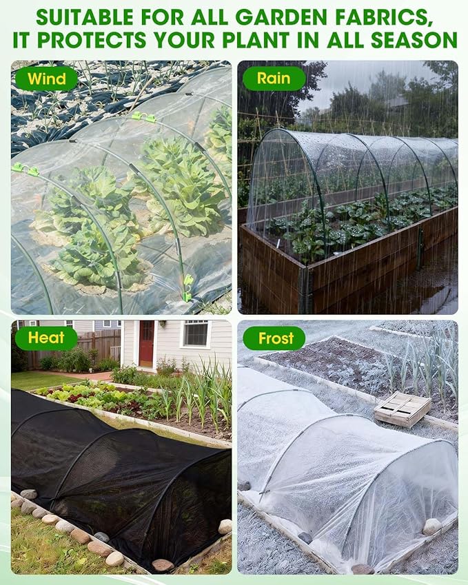30Pcs Garden Hoops for Raised Beds, 6Sets Greenhouse Hoops Grow Tunnel, Rust-Free Fiberglass Support Hoops Frame for Netting Shade Cloth Cover, DIY Plant Support Garden Stakes