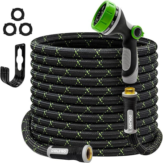 Garden Hose 75FT, Flexible Lightweight Non-Expandable Water Hose with 10 Function Nozzle, No-Kink, Leak-Proof, Burst-Resistant, High-Pressure for Yard, Outdoor