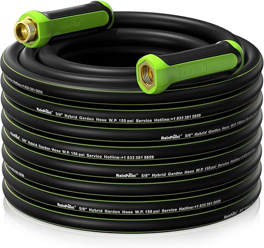 RAINPOINT Garden Hose 75ft x 5/8", Water Hose Heavy Duty, Flexible, Lightweight Durable Hybrid Hose with Swivel Handle for Yard, Car Wash, Pets, No Kink, Male to Female Fittings