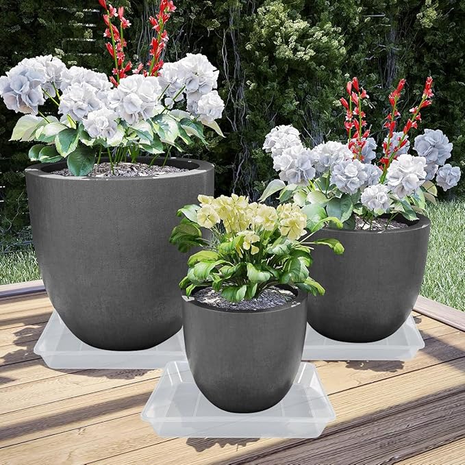 LWALRS Square Plant Saucer 12 Inch 5 Pack, Strong Clear Plastic Flower Plant Pot Saucer, Square Planters for Indoors and Outdoors Plants, Garden Plant Saucers for Pots Plant Trays.