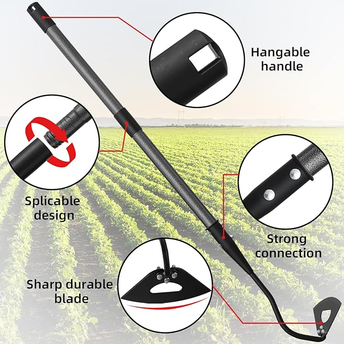 Garden Hoe Weeding Tool - Heavy Duty Push Pull Dutch Hoes for Gardening,Sharp Hollow Blade,42" Adjustable Handle, Hand Weeder Removal Tool for Vegetable Gardens, Flower Beds, Lawn & Yard