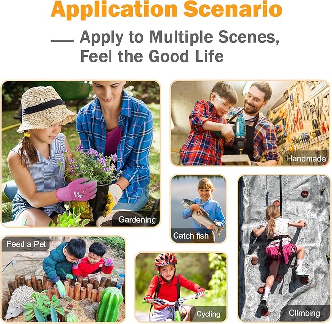 KDK 5 Pairs Kids Gardening Gloves Yard Work Gloves Children Soft Safety Rubber Coated Glove for Toddlers Youth Girls Boys Children (3-5yr S)