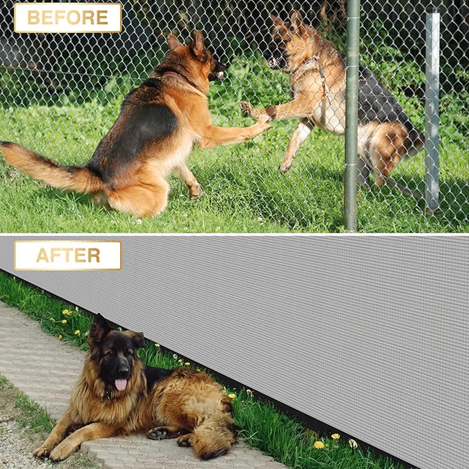 Privacy Fence Screen 5' x 196' Fencing Cover Heavy Duty Mesh Windscreen Cloth for Outdoor Garden Patio Backyard Chain Link Fence Gray