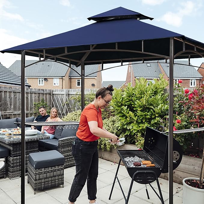 Eurmax USA High Performance Grill Gazebo Canopy Replacement Cover 5x8 BBQ Shelter Top (Navy Blue)
