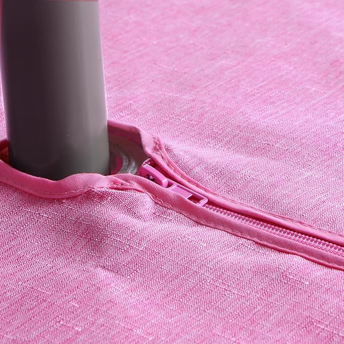 Outdoor Tablecloth Wrinkle-Free Stain Resistant Waterproof Polyester Fabric Table Cover with Zipper Umbrella Hole for Picnic/Party/Dinner/Patio Garden(70inch Round,Zippered,Pink)
