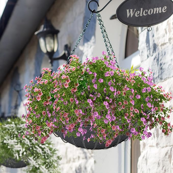 2PCS 16 Inch Round Hanging Basket Liners - Non-Woven Felt Replacement Inserts for Hanging Baskets - Black - Outdoor Plants - Avoid Bird Nesting