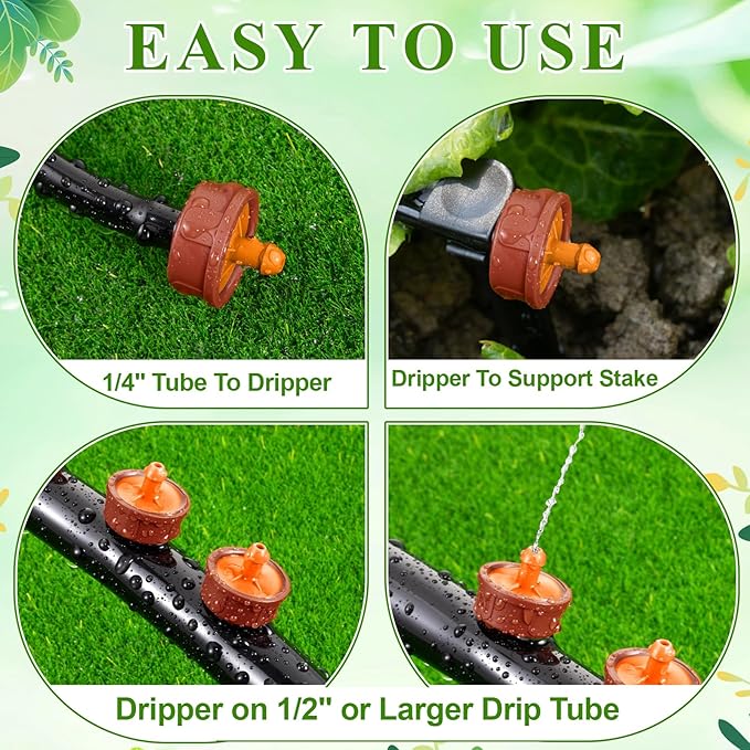 60Pcs 3 GPH Pressure Compensating Irrigation Drippers, Watering Spot GPH Dripper Drip Emitters Heads Constant Flow Outlet Heads for 1/4 Inch Irrigation Tubing for Garden Irrigation System