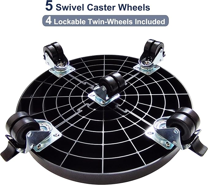 16 Inch Plant Caddy with Wheels Outdoor Indoor 2 Pack, Large Rolling Plant Stand for 500lb Heavy Duty Flower Pots, Round Plant Rollers Lockable Potted Planter Dolly, Black