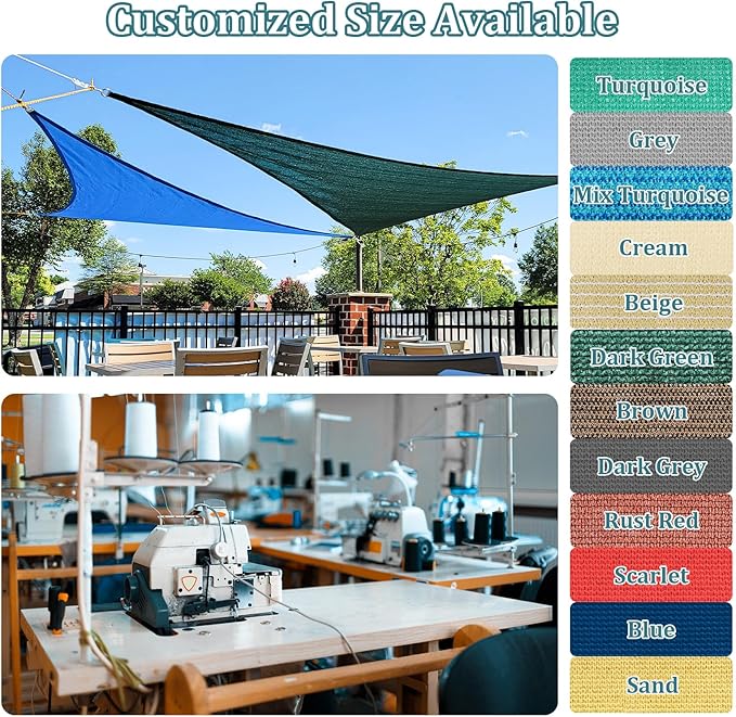 Shade&Beyond Custom 6'x9' Sun Shade Sail Canopy Rectangle UV Block Breathable Curved Sunshade for Backyard Yard Deck Outdoor Facility and Activities, Beige (We Make Custom Size)