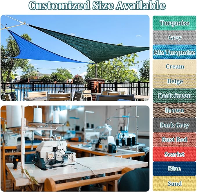 Shade&Beyond Custom 19'x25' Sun Shade Sail Canopy Rectangle UV Block Breathable Curved Sunshade for Backyard Yard Deck Outdoor Facility and Activities, Cream (We Make Custom Size)