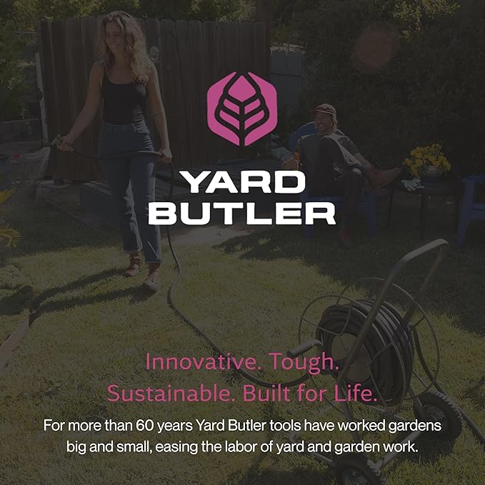 Yard Butler Garden Hose Truck - Heavy-Duty Water Hose Holder Cart - Powder Coated Steel Construction - Leakproof Reel - Portable Management - Holds up to 200' of 5/8" Hosepipe