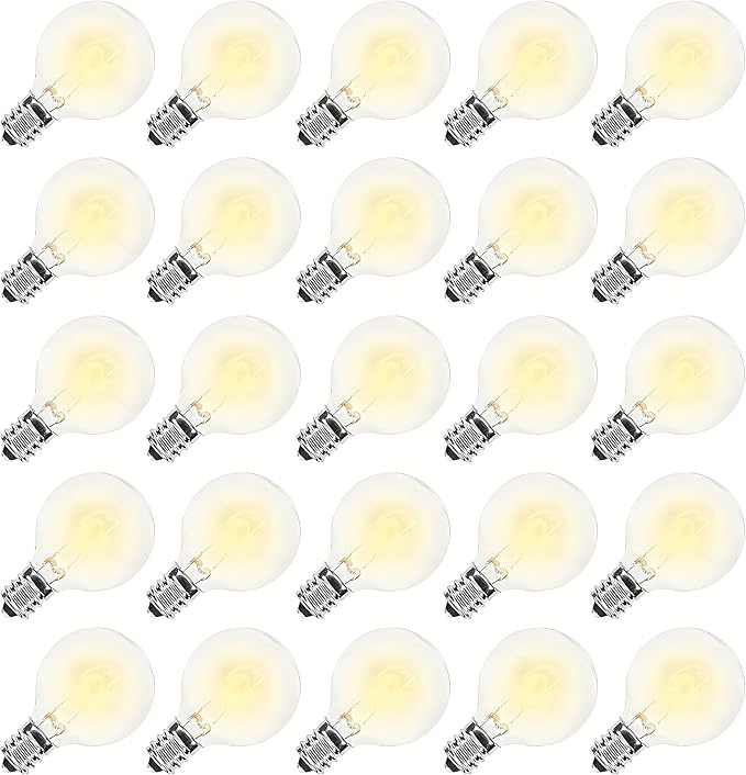 GOOTHY 50 Pack G40 Replacement Light Bulbs, 5W Incandescent Bulbs with E12 Candelabra Base, Clear Globe Replacement Light Bulbs for Outdoor String Lights Patio Backyard Garden Wedding Christmas Decor
