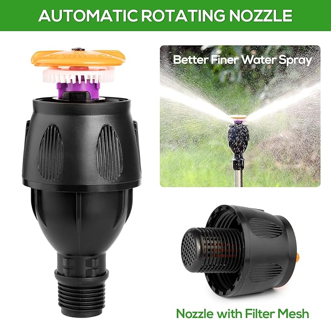 Rotating Tripod Sprinkler, Sprinklers for Lawn Garden Yard, 360 Degree Large Area Automatic Double-Sided Coverage, Telescoping Water Sprinkler with Metal Tripod Base