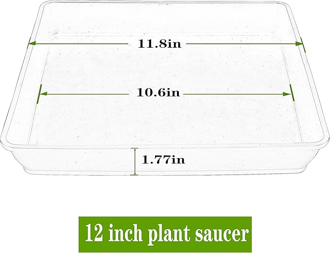 LWALRS Square Plant Saucer 12 Inch 5 Pack, Plastic Plant Water Dray Tray, Flower Pot Saucers, Square Planters for Indoors and Outdoors Plants, Garden Saucer for Plant Pots Black.
