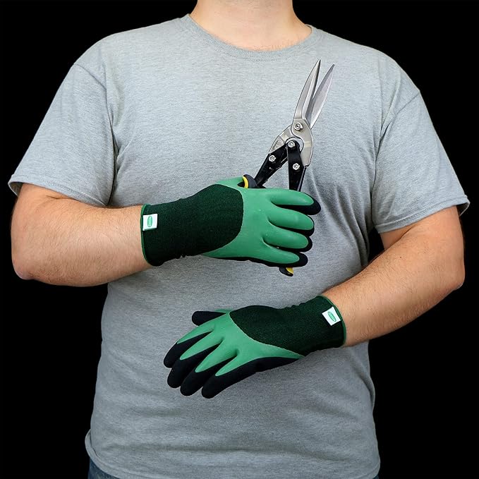 West Chester Scotts Men's Doubled Dipped Latex Work Gloves, Water Resistant, Excellent Grip, Abrasion Resistant, Green/Black, X-Large, (SC30602/XL)