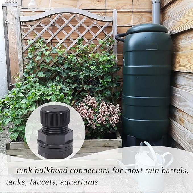 Garden Hose Bulkhead Fitting with Plug, Dual 1/2" Female NPT x 3/4" Male GHT (Garden Hose Thread) Bulkhead Tank Fitting for Rain Barrels, Aquariums (10 Pack)