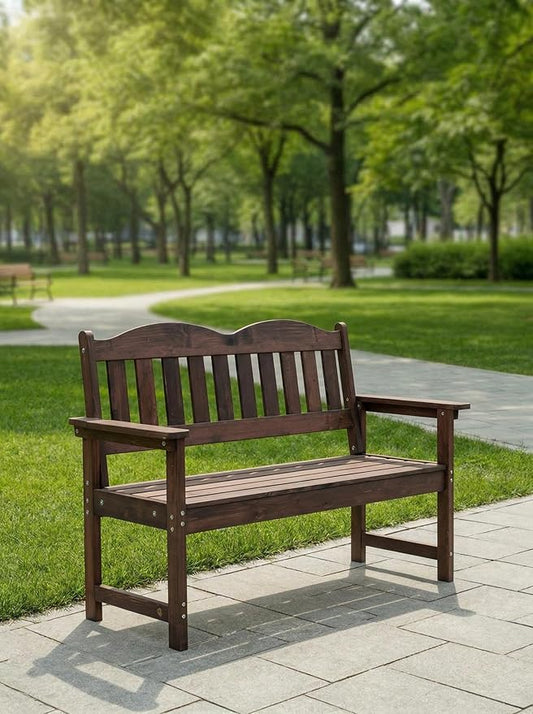 Garvee Garden Bench, 2-Person Poly Lumber Patio Bench,Slatted Patio Loveseat, for Use in Yard, Garden, Porch, or Park